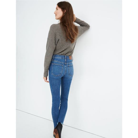 Madewell 10" High-Rise Skinny Jeans Button Fly Raw Hem Mackey Dark Wash 27 - Picture 2 of 11